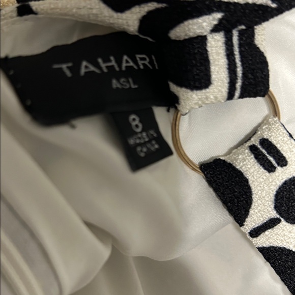 Tahari ASL Black and Cream Fringe Mini Dress - Picture 3 of 3